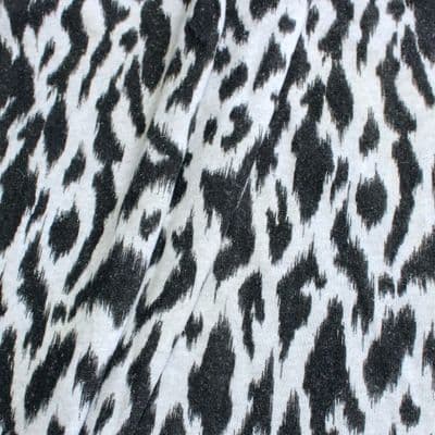 Leopard Print Polyester Jersey  Dress Fabric - Black White