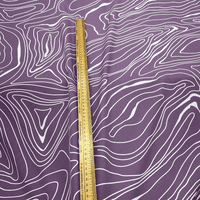 LINES Purple and White Curved Lines Viscose Dressmaking Fabric