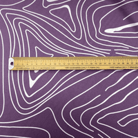 LINES Purple and White Curved Lines Viscose Dressmaking Fabric