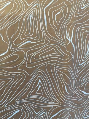 LINES - Tan and White Curved Lines Viscose Dressmaking Fabric