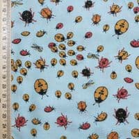 Makower Inprint  -  Dress Craft Cotton Fabric - Bugs on Blue