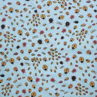 Makower Inprint  -  Dress Craft Cotton Fabric - Bugs on Blue
