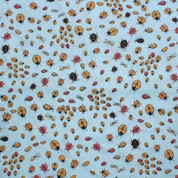Makower Inprint  -  Dress Craft Cotton Fabric - Bugs on Blue