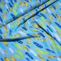 Makower Inprint  Feathers -  Dress Craft Cotton Fabric -  Turquoise