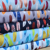 Makower Inprint  Feathers -  Dress Craft Cotton Fabric -  Turquoise