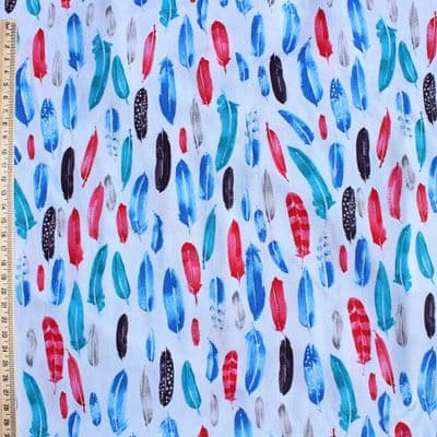 Makower Inprint  Feathers -  Dress Craft Cotton Fabric -  White