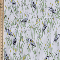 Makower Inprint Herons  -  Dress Craft Cotton Fabric -  On Natural