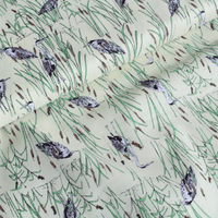 Makower Inprint Herons -  Dress Craft Cotton Fabric -  On Pale Yellow