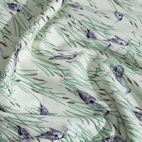 Makower Inprint Herons -  Dress Craft Cotton Fabric -  On Pale Yellow