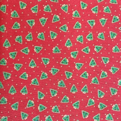 Mini Christmas Tree 100% Cotton Fabric Red and Green