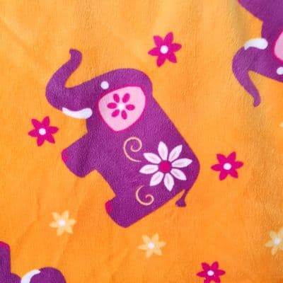 Minky Fleece Elephant Polyester Fabric  - Orange