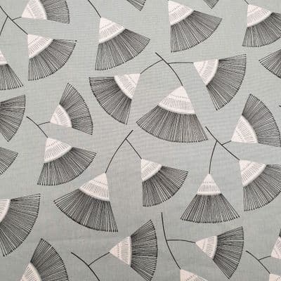 MissPrint - Curtains Soft Furnishings Cotton Fabric - Persia Silversea - Blue / Grey