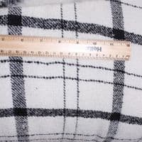 Mohair Like Wool Mix Dress Fabric  - White with Black Check