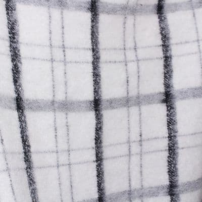 Mohair Like Wool Mix Dress Fabric  - White with Black Check