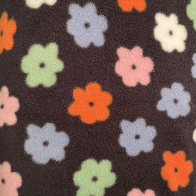 Multi-colured Flowers on Black Fleece (1)
