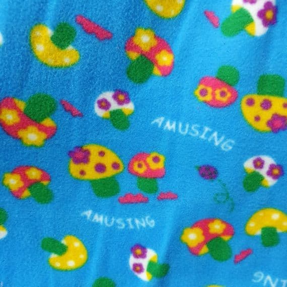 Mushroom  Fleece Polyester Fabric  - Blue