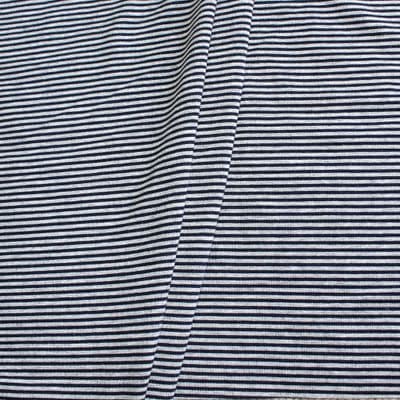 Narrow Striped Cotton Jersey Dress Fabric - Grey Navy