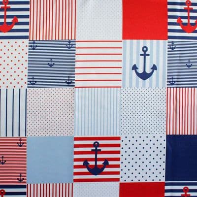 Nautical Patchwork - Polyester Blackout Curtain Lining