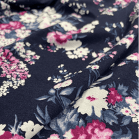 Navy Blue Purple and Pink Ditsy Floral Jersey
