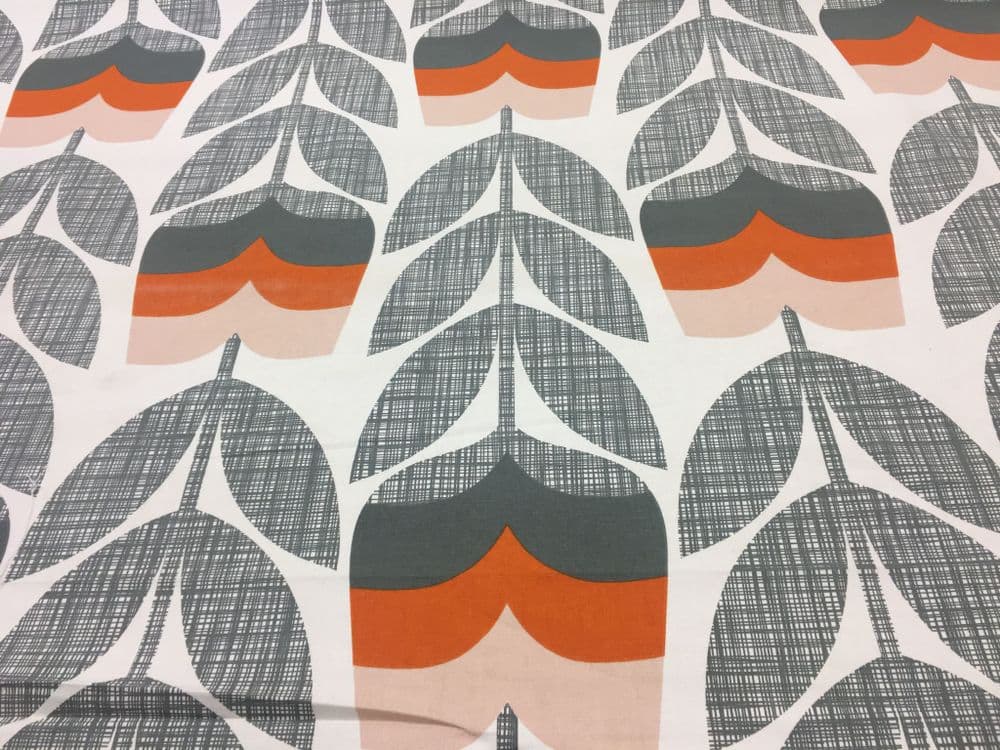 Orla Kiely Rosebud Orange Upholstery Curtain Fabric