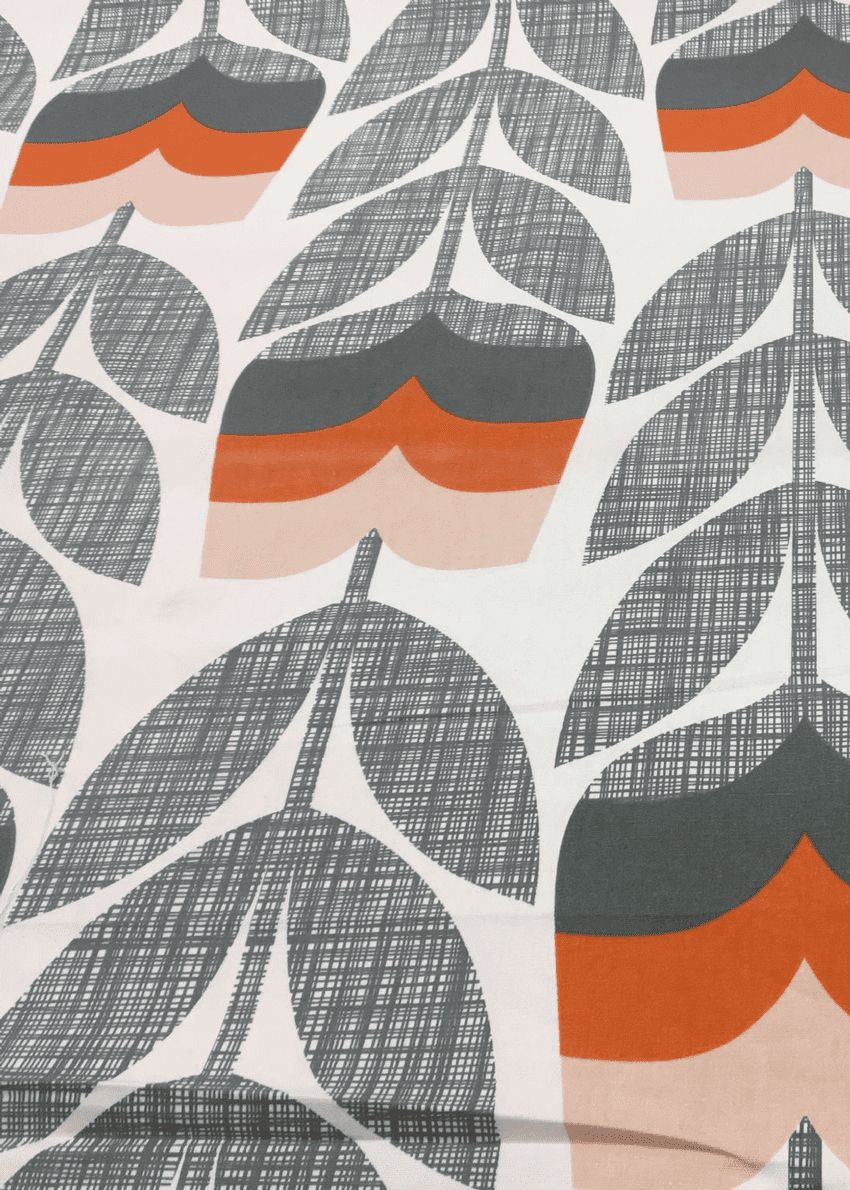 Orla Kiely Rosebud Orange Upholstery Curtain Fabric