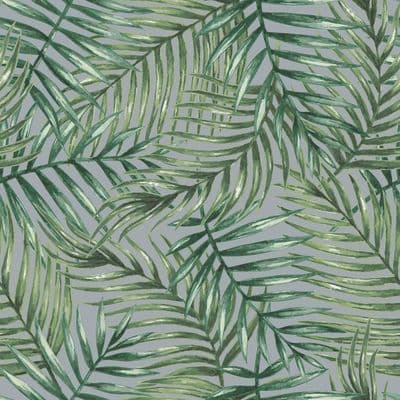 Palm Leaves Chartwell Dove- Water Resistant Outdoor Fabric