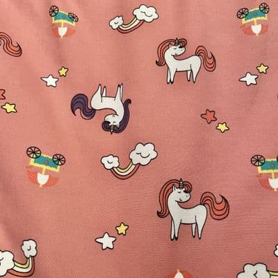 Pink and White Unicorn Fleece Jersey