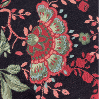 Pink Florals on Black - Cotton Mix Tapestry Fabric