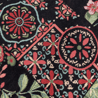 Pink Florals on Black - Cotton Mix Tapestry Fabric