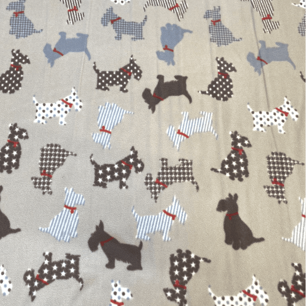 POLAR FLEECE Monochrome Scottie Dogs on Beige
