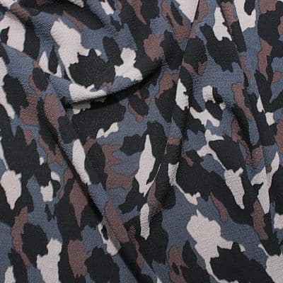 Polyester Bubble Crepe Dress Fabric -  Grey Camoflage