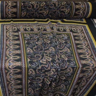 Polyester Bubble Crepe Dress Fabric -  Paisley Black