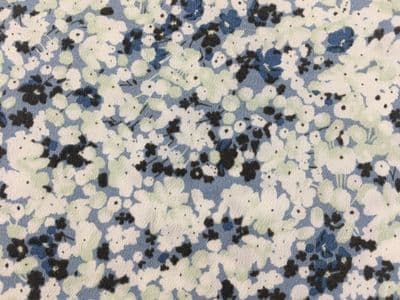 Polyester Dress Fabric - Blue and Mint Flowers