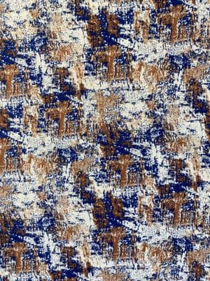 Polyester Dress Fabric - Cobalt Blue and Beige Abstract Plaster