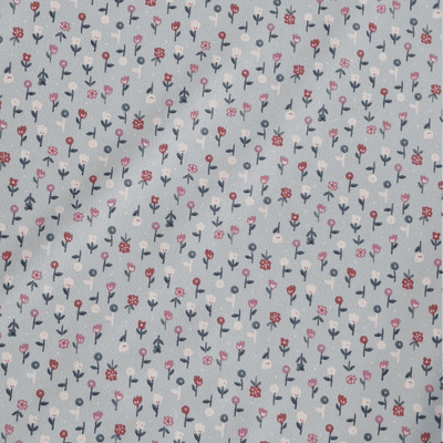 Polyester Dress Fabric Ditsy Floral Light Blue