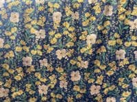 Polyester Dress Fabric - East Bronze Flowers on Black