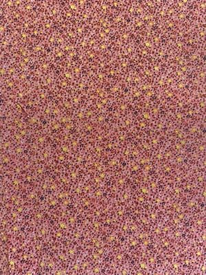 Polyester Dress Fabric -  Yellow and Red Flowers on Coral Pink