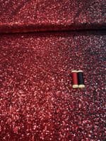 Polyester Mesh Sequin Dress Fabric- Red/Black Gradient