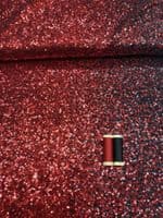 Polyester Mesh Sequin Dress Fabric- Red/Black Gradient