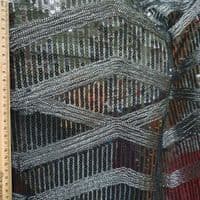 Polyester Mesh Sequin Dress Fabric- Silver Diamond Pattern