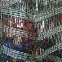 Polyester Mesh Sequin Dress Fabric- Silver Diamond Pattern