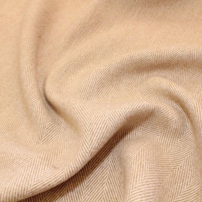 Polyester Wool  Mix Upholstery Fabric - Tan Herringbone
