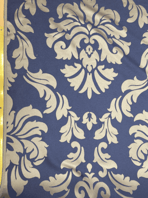 Premium Curtaining - Curtains Polyester Fabric - Metallic Nickel Silver on Navy