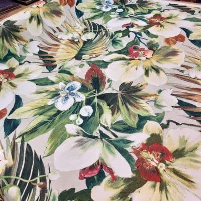 Prestigious Textiles Moorea Flowers - Curtains Soft Furnishings Cotton Fabric - Pale.