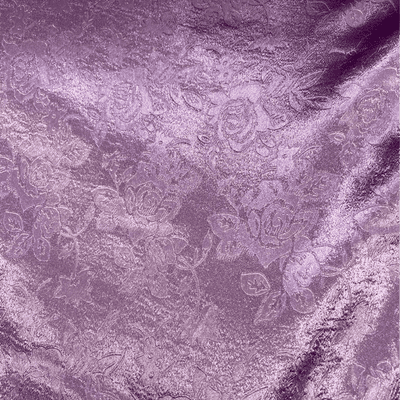 Purple Flower Imprinted Satin Polyester Dress Fabric