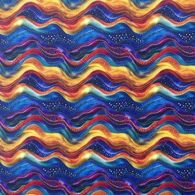 Rainbow Groovy Waves - Digitally Printed Polycotton Fabric