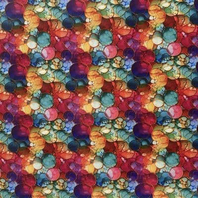 Rainbow Marble Batik Dots - Digitally Printed Polycotton Fabric