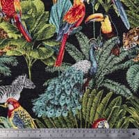 Rainforest Black - Cotton Mix Tapestry Fabric