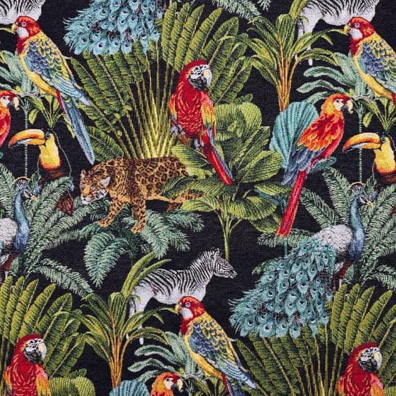 Rainforest Black - Cotton Mix Tapestry Fabric