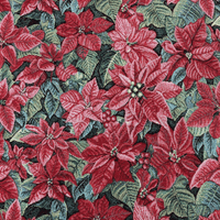 Red Poinsettia - Cotton Mix Tapestry Fabric